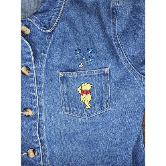 Vintage Disney Winnie the Pooh Embroidered Long Denim Jacket Women’s Size Large - Picture 10 of 16